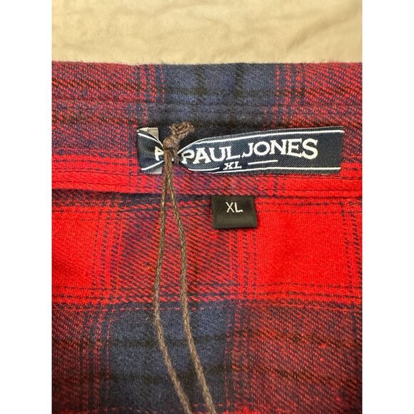NWT Pj Paul Jones mens Red Black Flannel XL long sleeve button up Polyester plai - Picture 4 of 8